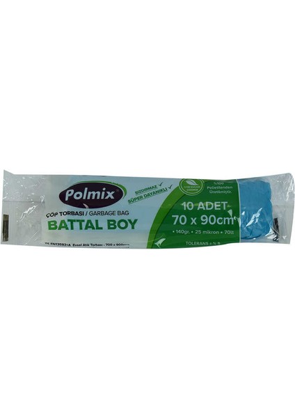 Çöp Torbası Battal Boy 70X90CM 140GR 25MIKRON 70LT Mavi Rulo 10 Adet