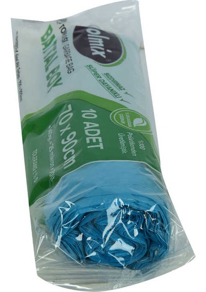 Çöp Torbası Battal Boy 70X90CM 140GR 25MIKRON 70LT Mavi Rulo 10 Adet