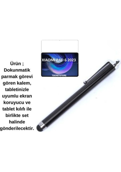 Xiaomi Pad 6 11 Inç Uyumlu 360° Dönebilen Standlı Tablet Kılıfı Ekran Koruyucu ve Kalem Seti Siyah fırsatları