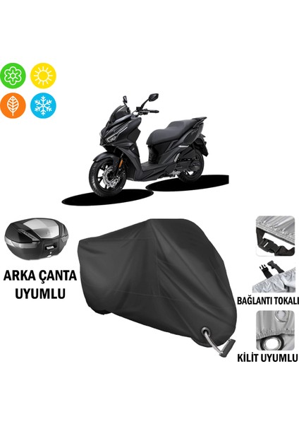 Sym Jet 14 Evo 200 Plus Motosiklet Brandası Arka Çanta Bağlantı,kilit Uyumlu Siyah
