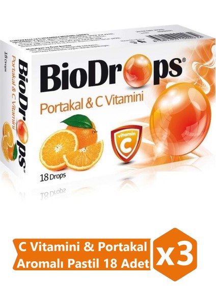 Portakal & C Vitamini 18 Adet Pastil (3 Adet)
