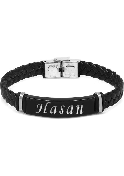 Kişiye Özel Isim Yazılı Balık Sırtı Tasarım Çelik-Deri Kombinli Erkek Bileklik (Model-1) fırsatları