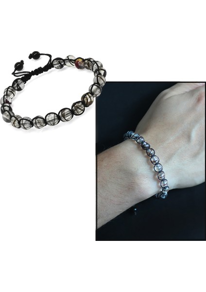 Makrome Örgülü Kişiye Özel Saç Teli Içerir Erkek Bileklik