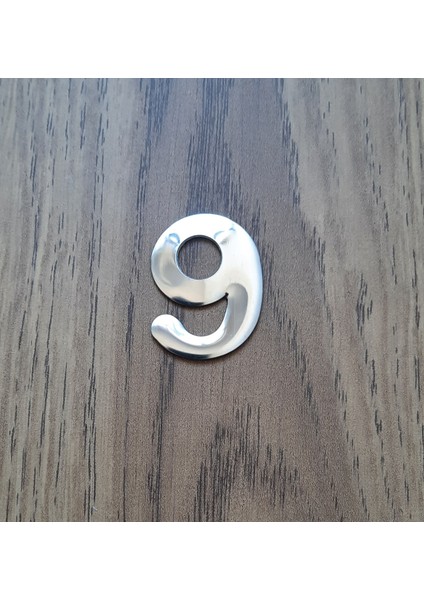Kapı Numarası 4.2 cm No:9 Kendinden Yapışkanlı Krom Metal Dolap,ayakkabılık,raf,posta Kutu Numarası