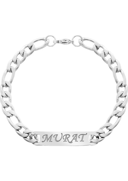 Silver Renk Gurmet Zincirli Kişiye Özel Isim/harf Yazılı Erkek Çelik Bileklik fiyatları