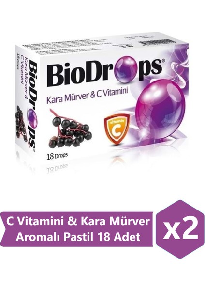 Kara Mürver & C Vitamini 18 Adet Pastil (2 Adet)