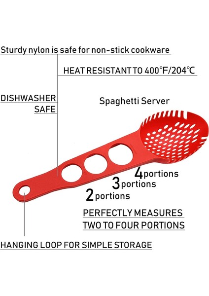 Naylon Spagetti Sunucusu Yapışmaz Makarna Çatalı Oluklu Kaşık Gıda Süzgeci Spagetti Ölçü Aracı Süzgeç Pota (Yurt Dışından)