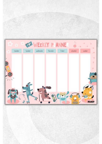 Haftalık Planlayıcı A4 Ebat Sevimli Köpek 30 Yaprak Weekly Planner