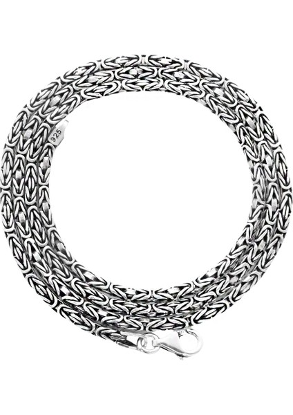 925 Ayar Gümüş 60 cm Uzunluk 3 mm Genişlik 80 Mikron Kalınlık Erkek Kral Zincir