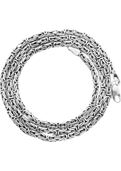 925 Ayar Gümüş 60 cm Uzunluk 4 mm Genişlik 80 Mikron Kalınlık Erkek Kral Zincir