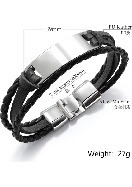 Minimal Tasarım Kahverengi Deri Gümüş Renk Plaka Kişiye Özel Isim Harf Yazılı Erkek Bileklik fiyatları