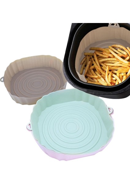 20CM Hava Fritözler Fırın Fırın Tepsisi Kızarmış Tavuk Sepeti Mat Airfryer Silikon Pot Yuvarlak Yedek Izgara Tavası (Yurt Dışından)