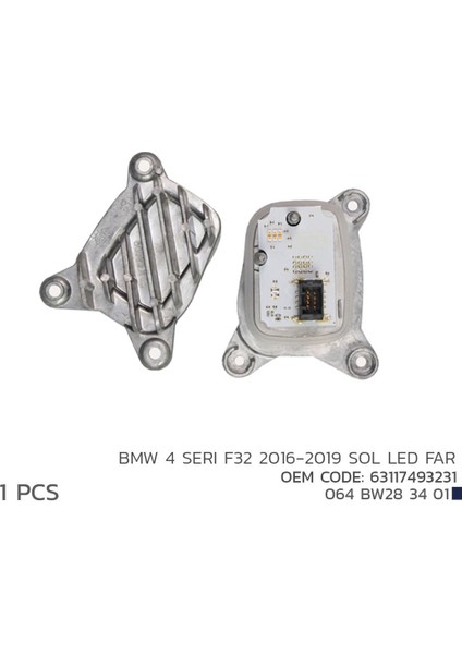 Bmw 4 Serı F32 2016-2019 Sol LED Modül 63117493231