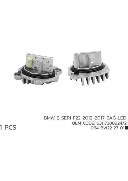 Bmw 2 F22 2012-2017 Sağ LED Far Modül 63117388924/2