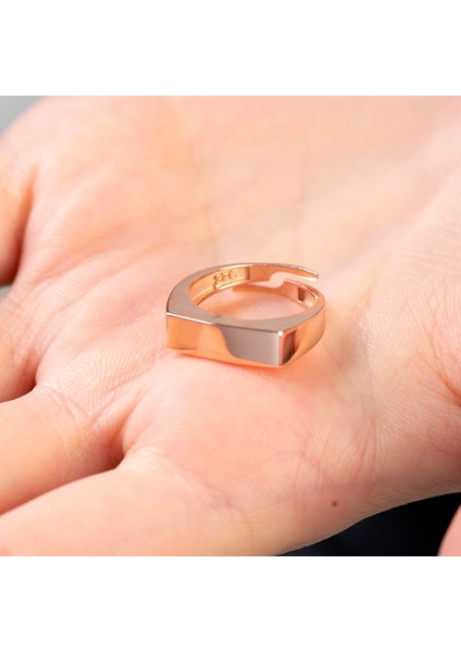 Modern Tasarım Rose Renk Free Size Kişiye Özel Isim Harf Yazılı 925 Ayar Gümüş Kadın Tektaş Yüzük fiyatları