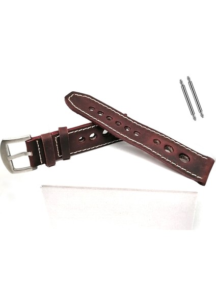 Tissot & Fossil & Panaray Uyumlu Crayz Hakiki Deri 24 mm Bordo