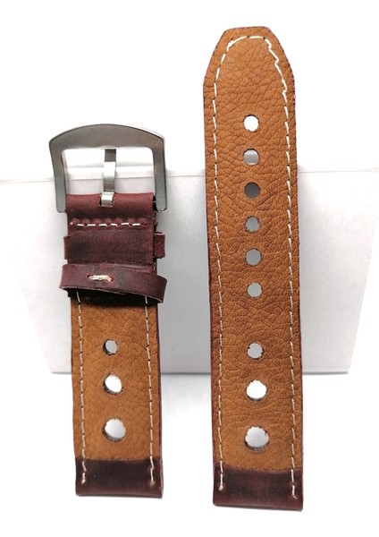 Tissot & Fossil & Panaray Uyumlu Crayz Hakiki Deri 24 mm Bordo