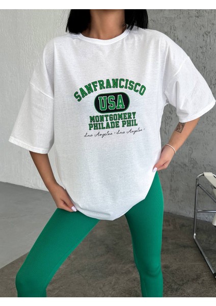 San Fransisco Unisex Premium Sırt ve Göğüs Baskılı Pamuklu Salaş Oversize Tshirt Lorins Moda fiyatları