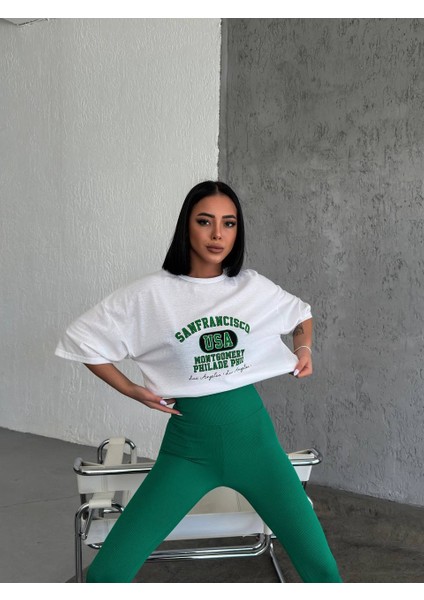 San Fransisco Unisex Premium Sırt ve Göğüs Baskılı Pamuklu Salaş Oversize Tshirt Lorins Moda modelleri