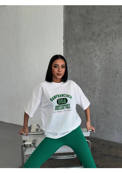 San Fransisco Unisex Premium Sırt ve Göğüs Baskılı Pamuklu Salaş Oversize Tshirt Lorins Moda fırsatları