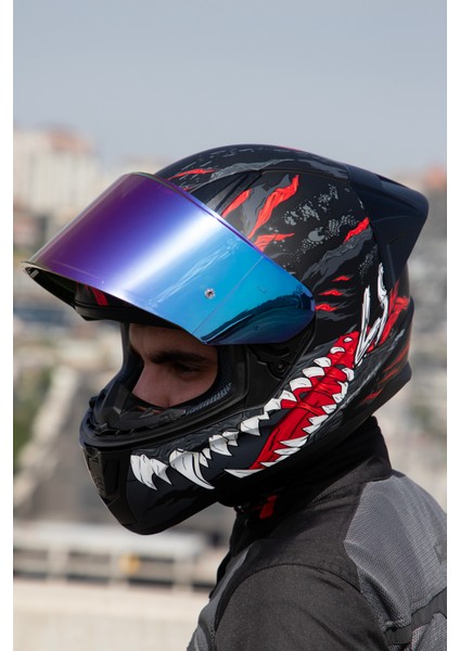 Rapıd 2 Race Kaıju Mat Siyah-Kırmızı-Beyaz Kask modelleri