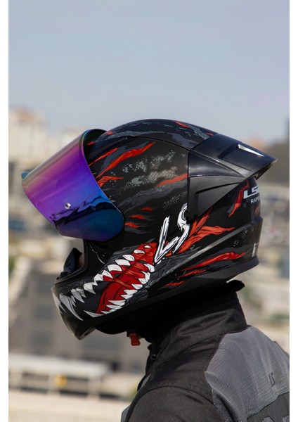 Rapıd 2 Race Kaıju Mat Siyah-Kırmızı-Beyaz Kask fırsatları