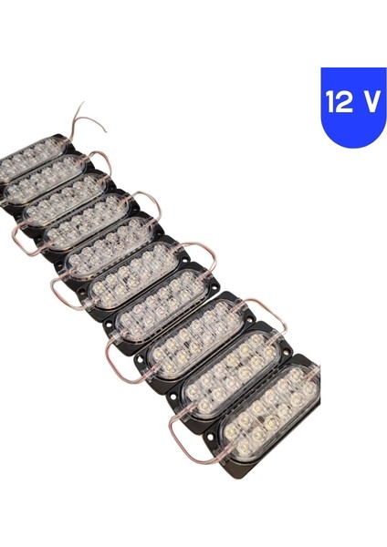 12 Volt 2.4 Watt 12 Smd Ledli Animasyonlu Kırmızı - Beyaz Çakar Modül 5 Adet