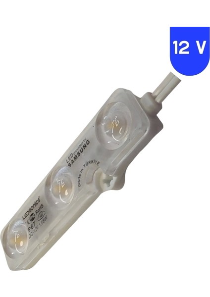 Msv Teknoloji 12 Volt Samsung 1.08 Watt 3 Lensli 3000K Günışığı 2835 Smd LED Modül IP65 10 Adet Modül