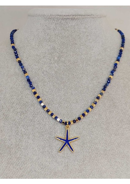 Lapis Taşı 3mm Deniz Temalı Tasarım Kolye (49814)