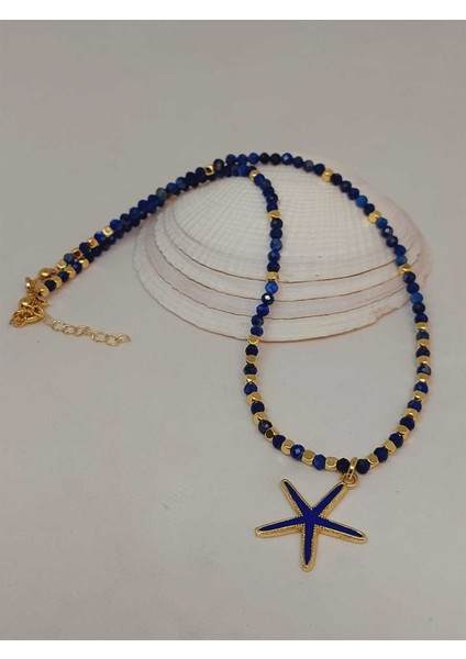 Lapis Taşı 3mm Deniz Temalı Tasarım Kolye (49814)
