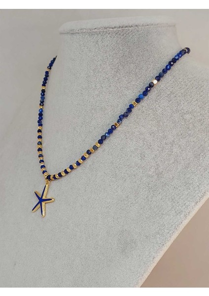 Lapis Taşı 3mm Deniz Temalı Tasarım Kolye (49814)