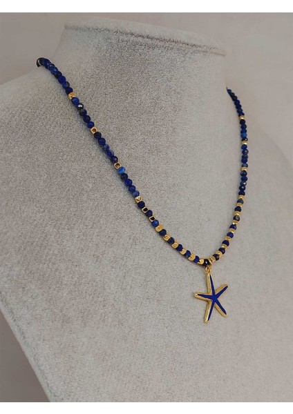 Lapis Taşı 3mm Deniz Temalı Tasarım Kolye (49814)