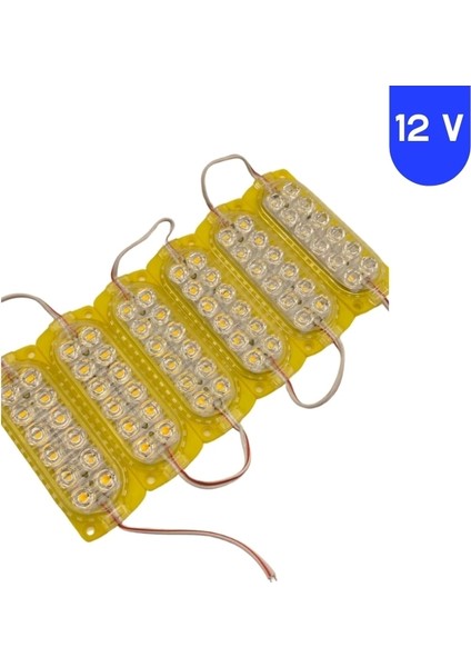 12 Volt 2.4 Watt 12 Smd Ledli Sabit Sarı - Amber Modül 5 Adet