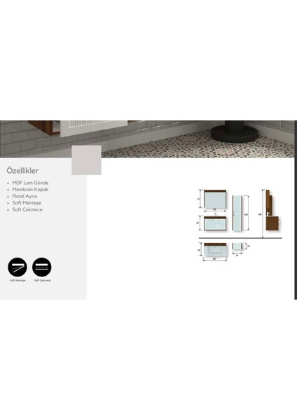 Hitit 80 cm Banyo Mobilya