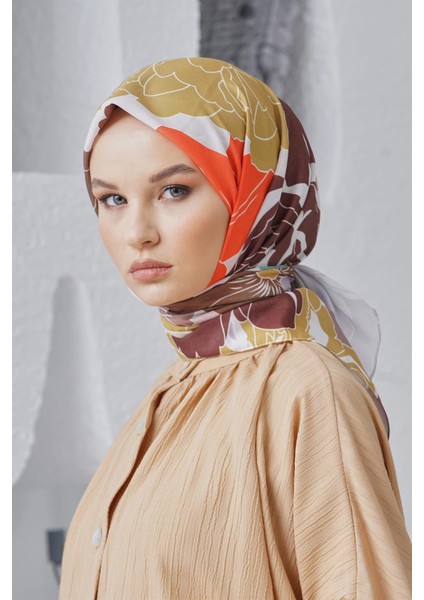 Scarf Linen Keten Karışımlı Pamuklu Rose Desenli Eşarp fiyatları