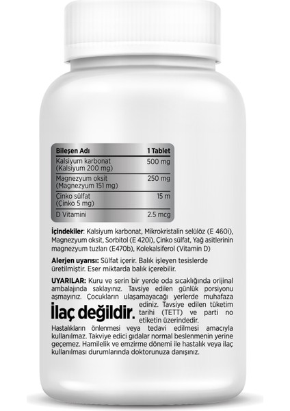 Calcium Mağnesium Zinc Vitamin D fiyatları