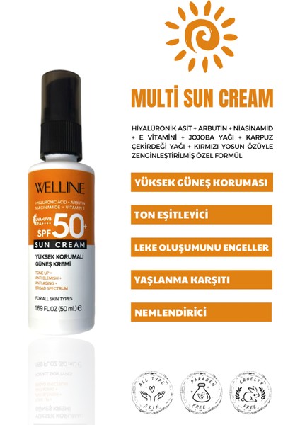 Güneş Kremi Spf 50 Ton Eşitleyici Leke Karşıtı Yaşlanma Karşıtı Yüksek Korumalı Nemlendirici Losyon