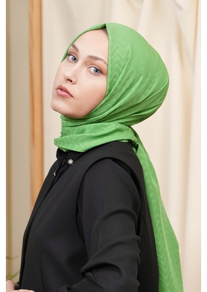 Scarf Kendinden Desenli Tek Renk Kayla Jakarlı Pamuklu Şal
