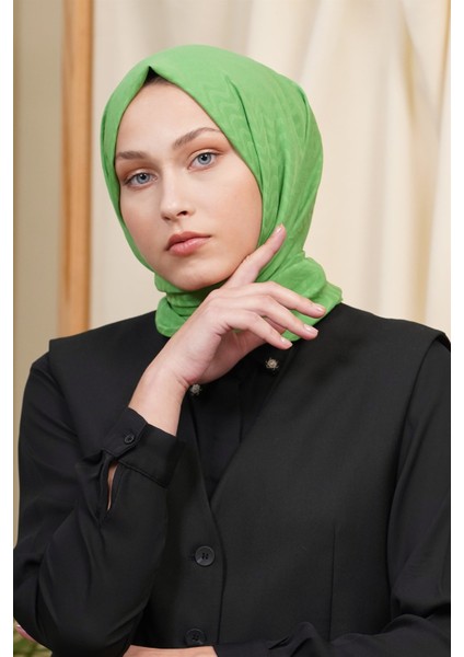 Scarf Kendinden Desenli Tek Renk Kayla Jakarlı Pamuklu Şal