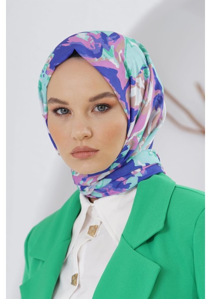 Scarf Linen Keten Karışımlı Pamuklu Zambak Desenli Şal