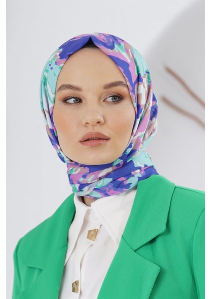 Scarf Linen Keten Karışımlı Pamuklu Zambak Desenli Şal