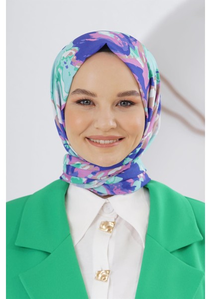 Scarf Linen Keten Karışımlı Pamuklu Zambak Desenli Şal
