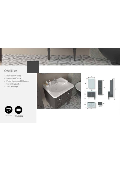 Sofya 65 cm Banyo Dolabı