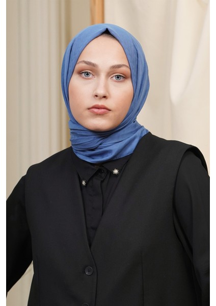 Scarf Kendinden Desenli Tek Renk Kayla Jakarlı Pamuklu Şal