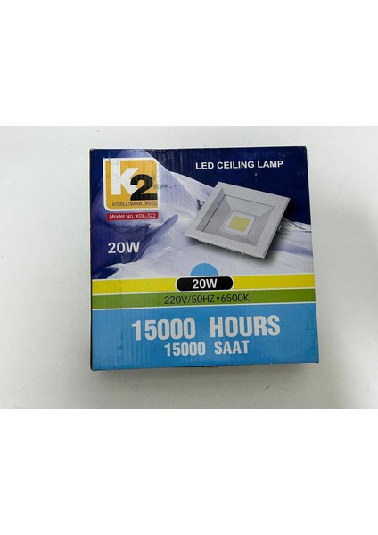 KDL-322 Cob Ledli Kare Tavan Lambası 20W 6500K