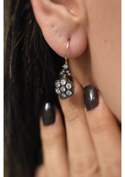 14 Ayar Roz Altın,taşlı Sallantılı Küpe AGKP319