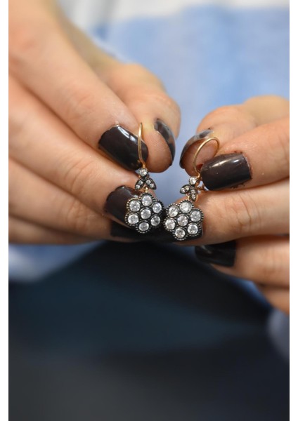 14 Ayar Roz Altın,taşlı Sallantılı Küpe AGKP319 modelleri