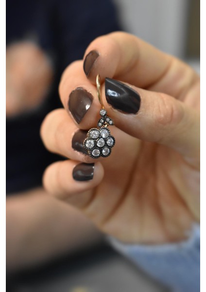 14 Ayar Roz Altın,taşlı Sallantılı Küpe AGKP319 fırsatları