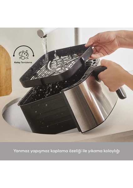 9 Litre Xxxl 10 Farklı Pişirme Fonksiyon Akıllı Dokunmatik Ekran Geniş Hazne Inox Gövde Airfryer + Luciole Lambader Hediye