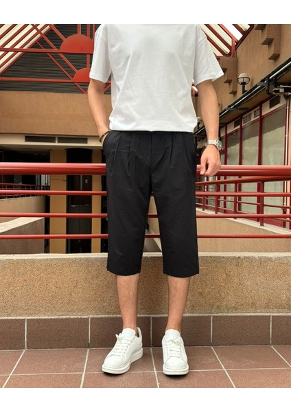 Erkek, Pile Detaylı, Regular-Fit, Bel Bağcıklı, Gofreli, Dokuma Şort 24INP289